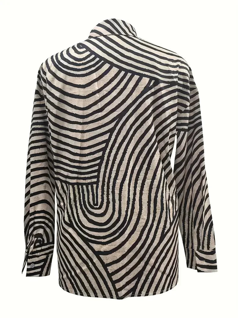 Blouse Casual Col V Manches Longues Couleur Unie - Grandes Tailles 1XL-5XL