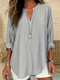 Blouse Col V Manches Longues Grandes Tailles - 1XL à 5XL