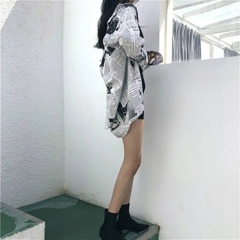 Blouse Style Boyfriend Unisexe Vintage Manches Longues - Grandes Tailles 3XL