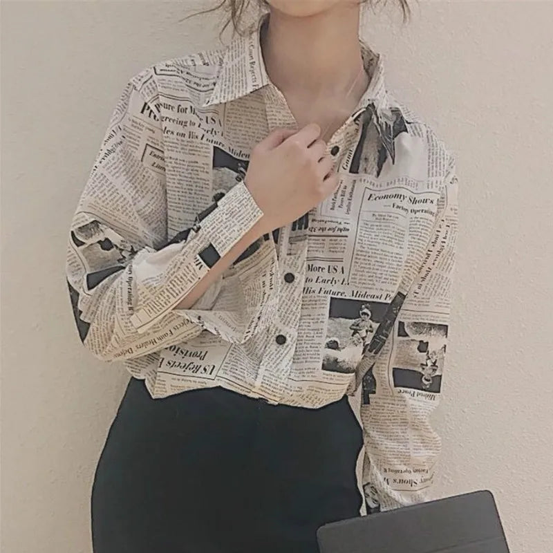 Blouse Style Boyfriend Unisexe Vintage Manches Longues - Grandes Tailles 3XL