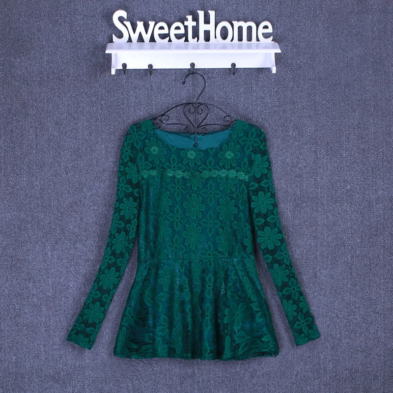 Blouse Vintage Dentelle Manches Longues - Grandes Tailles S-5XL