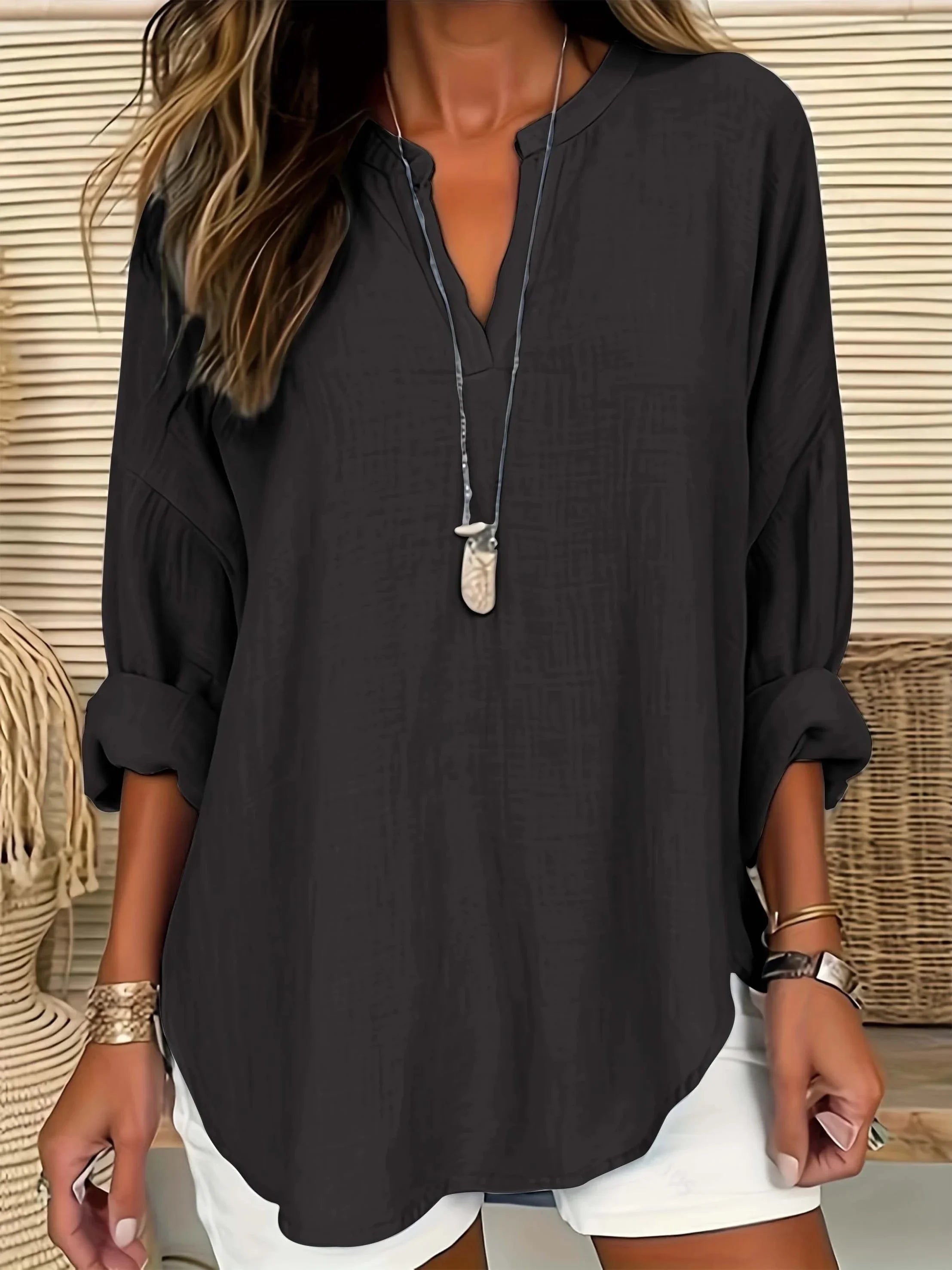 Blouse Col V Manches Longues Grandes Tailles - 1XL à 5XL