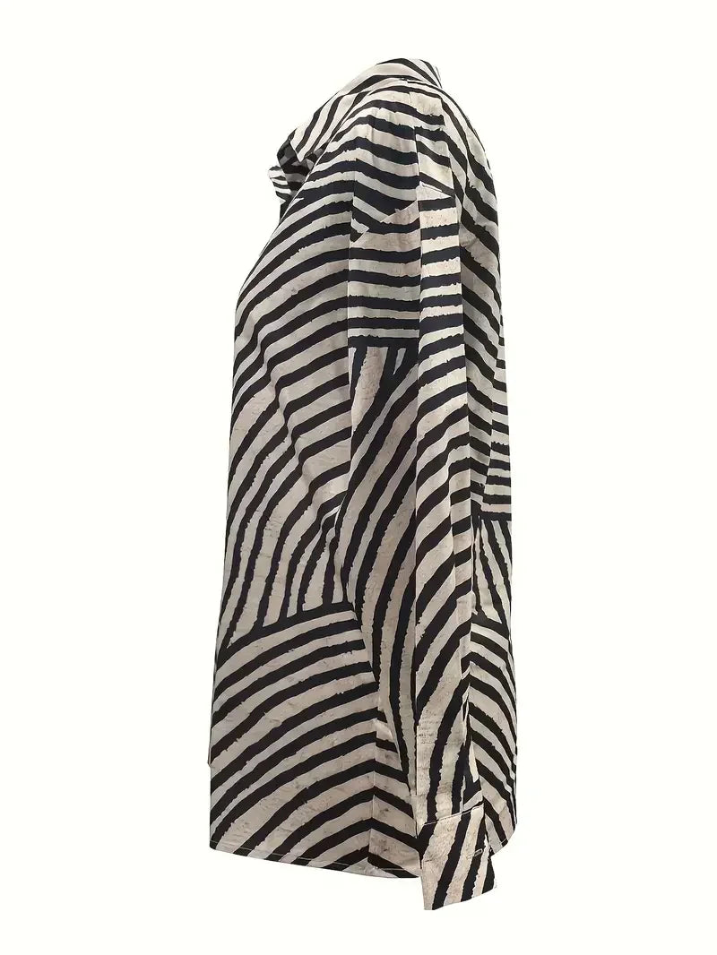 Blouse Casual Col V Manches Longues Couleur Unie - Grandes Tailles 1XL-5XL