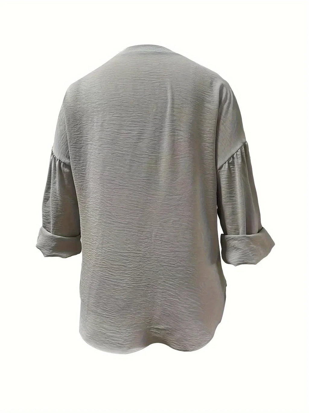 Blouse Casual Col V Manches Longues Couleur Unie - Grandes Tailles 1XL-5XL