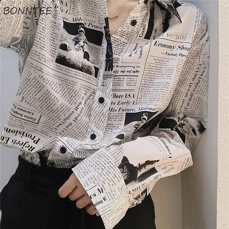 Blouse Style Boyfriend Unisexe Vintage Manches Longues - Grandes Tailles 3XL